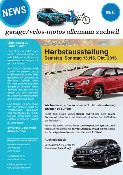 news 2016 Garage Allemann AG Zuchwil, Solothurn